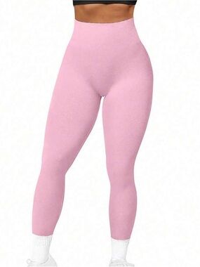 High-Waist Pink Seamless Leggings - Women
